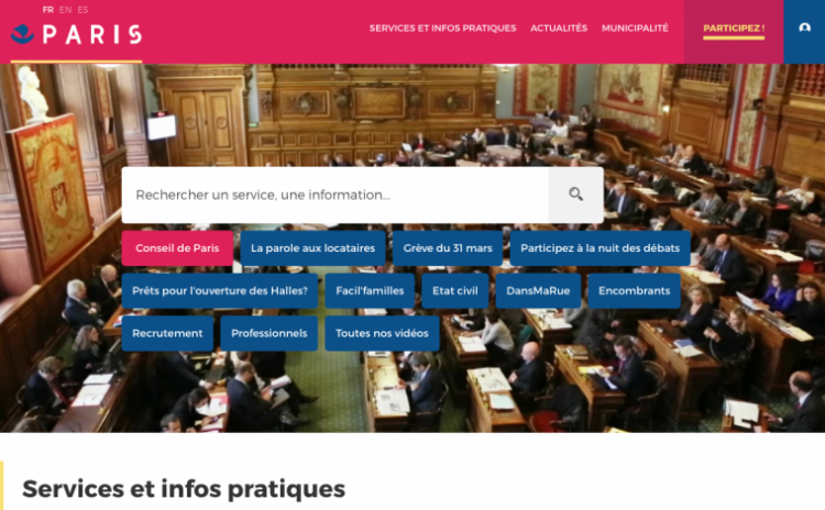 パリ市のサイト画面